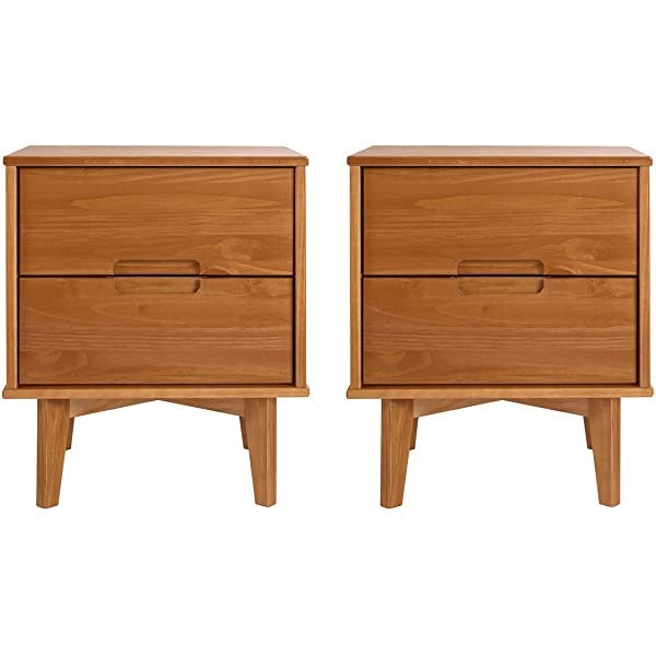 Walker Edison Mid Century Modern Grooved Handle Wood Dresser Bedroom Storage Drawer Organizer Closet Hallway, 6 Drawer, Caramel Caramel 1 pack 6 Drawer