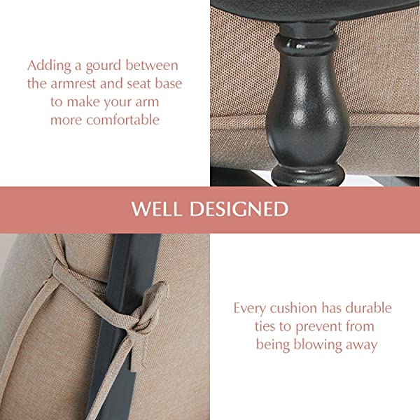 Oakmont Outdoor Furniture Patio Conversation Set Loveseat, 2 Chairs, Coffee Table with Cushion, Lawn Front Porch Garden, Metal Chair Set Wrought Iron Look (Red)