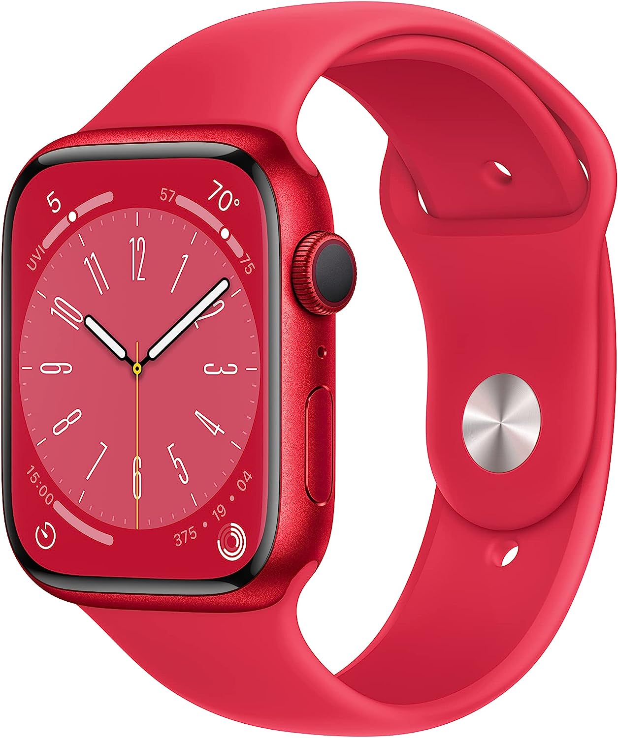 Apple Watch Series 8 (GPS) Smartwatch - (Product) Aluminum Case with (Product) Sport Band - Regular. Fitness tracker, blood oxygen and EKG app, waterproof