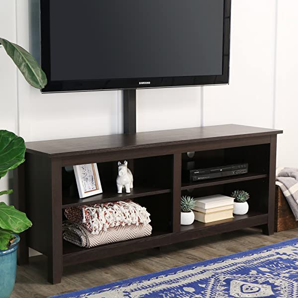 Walker Edison Wren Classic 4 Cubby TV Stand for TVs up to 65 Inches, 58 Inch, Black Black 58 InchTV Stand