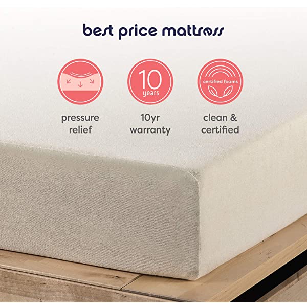 Best Price Mattress 10 Inch Memory Foam Mattress, Calming Green Tea Infusion, Pressure Relieving, Bed-in-a-Box, CertiPUR-US Certified, Full Full 10