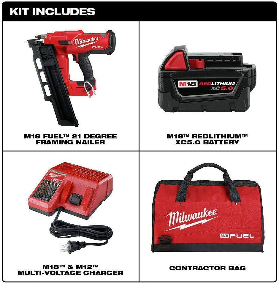 Milwauke M18 FUEL 21-Degree Framing Nailer Kit (5 Ah) 2744-21