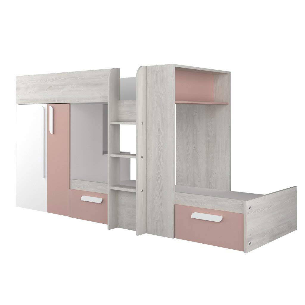 【Furniture】Trasman Barca Pink Bunk Bed with Wardrobe & Storage