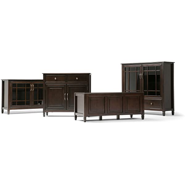 SIMPLIHOME Connaught SOLID WOOD 40 inch Wide Transitional Entryway Storage Cabinet in Dark Chestnut Brown, with 2 Drawers, 2 Doors, Adjustable Shelves