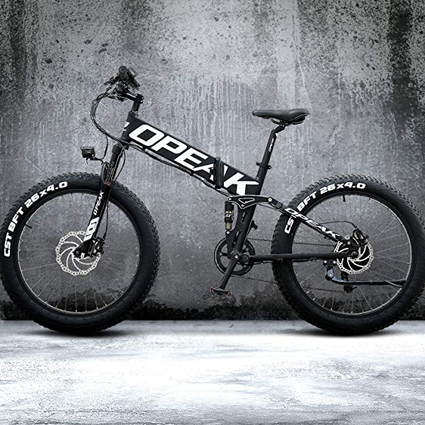 Opeak Ebike Foldable Electric Bike 750W High Speed Motor, 12AH Removable 48V Ebike Battery, 8 Speed, 26’’4.0 Fat Tire Electric Bike Folding Ebikes for Adults, E Bikes for Women and Men UNIK - white