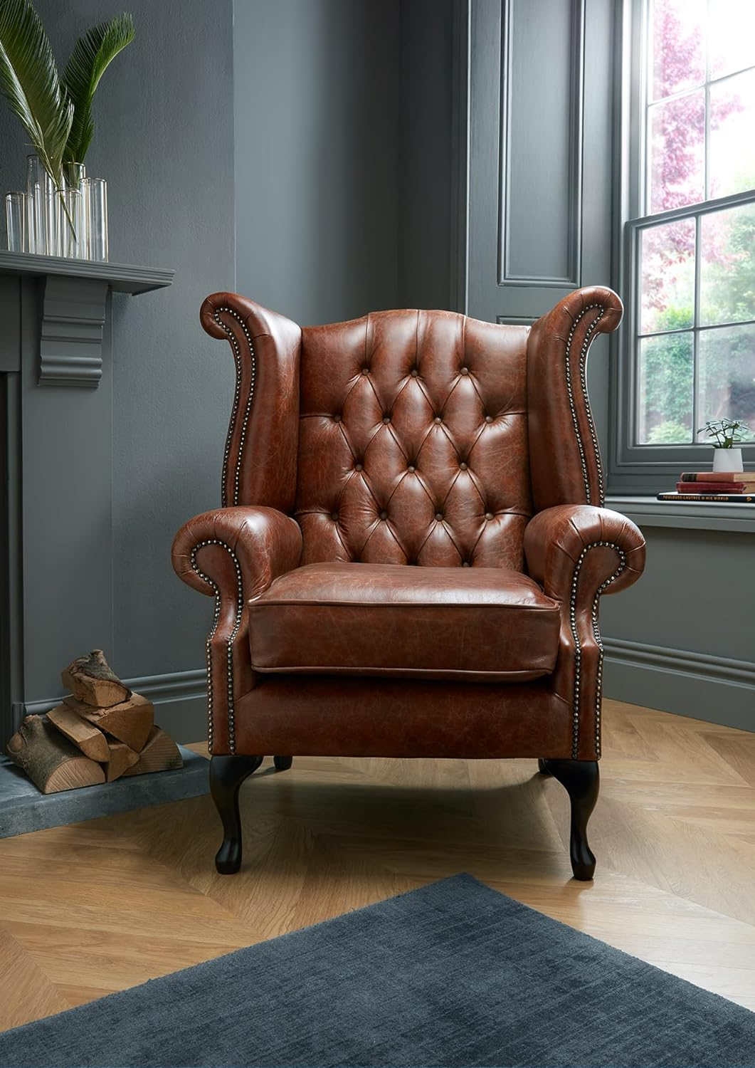 Chesterfield wingback armchairs