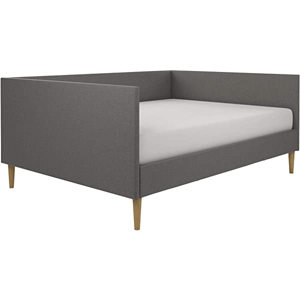 DHP Franklin Mid Century Upholstered Daybed, Sofa Bed, Twin Size Frame, Tan Linen Linen Twin Tan