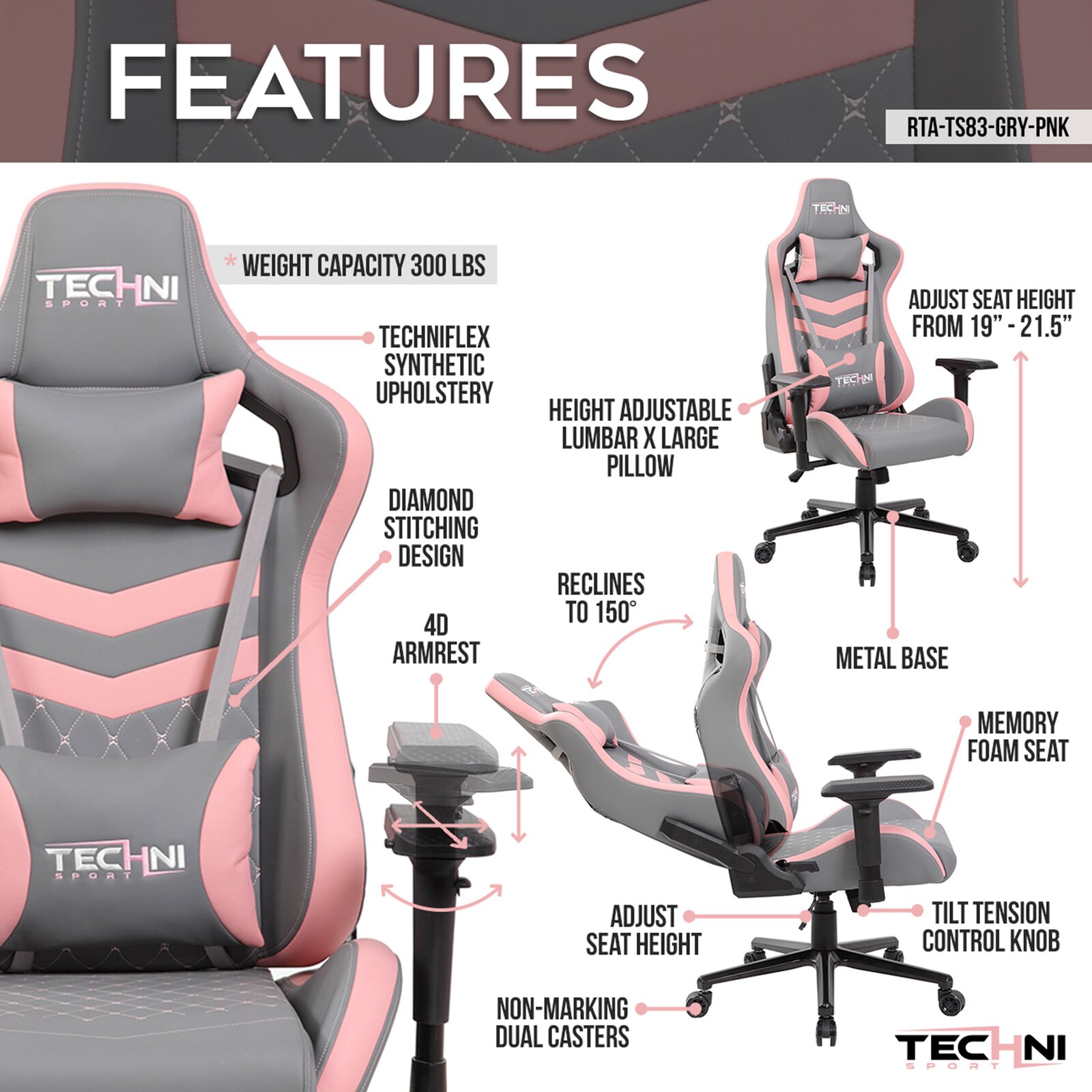 【Furniture】Techni Sport Ergonomic High Back Gaming Chair