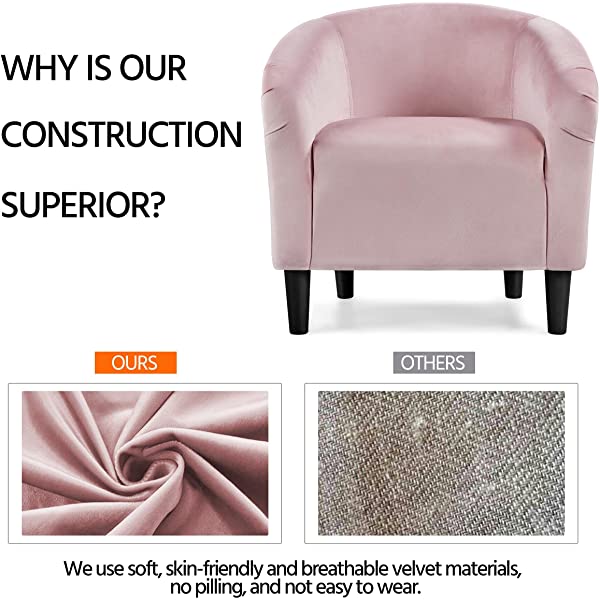 Yaheetech Set of 2 Modern Style Accent Barrel Chair Upholstered Chair Arm Chair Club Chair for Living Room Bedroom Reception Room Office Ivory