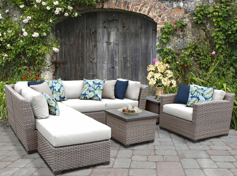 Merlyn Wicker/Rattan 6 – Person Seating Group with Cushions