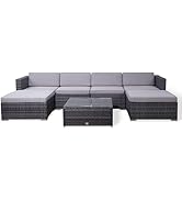 Rattan Outdoor Garden Furniture Nevada Set 6 Seater Sofa with Coffee Table (Grey)