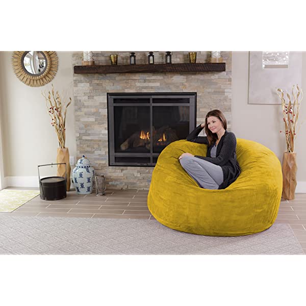 Chill Sack Bean Bag Chair: Giant 5' Memory Foam Furniture Bean Bag - Big Sofa with Soft Micro Fiber Cover - Navy Microsuede - Navy
