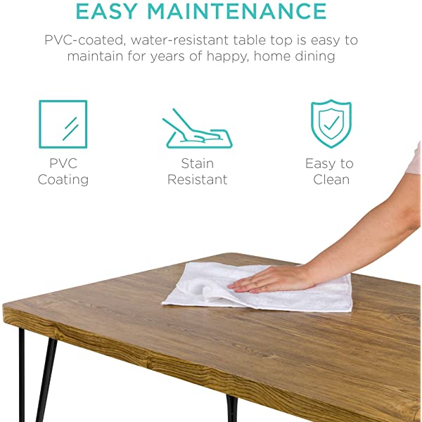 Best Choice Products 5-Piece Metal and Wood Indoor Modern Rectangular Dining Table Furniture Set for Kitchen, Dining Room, Dinette, Breakfast Nook w/ 4 Chairs - Brown