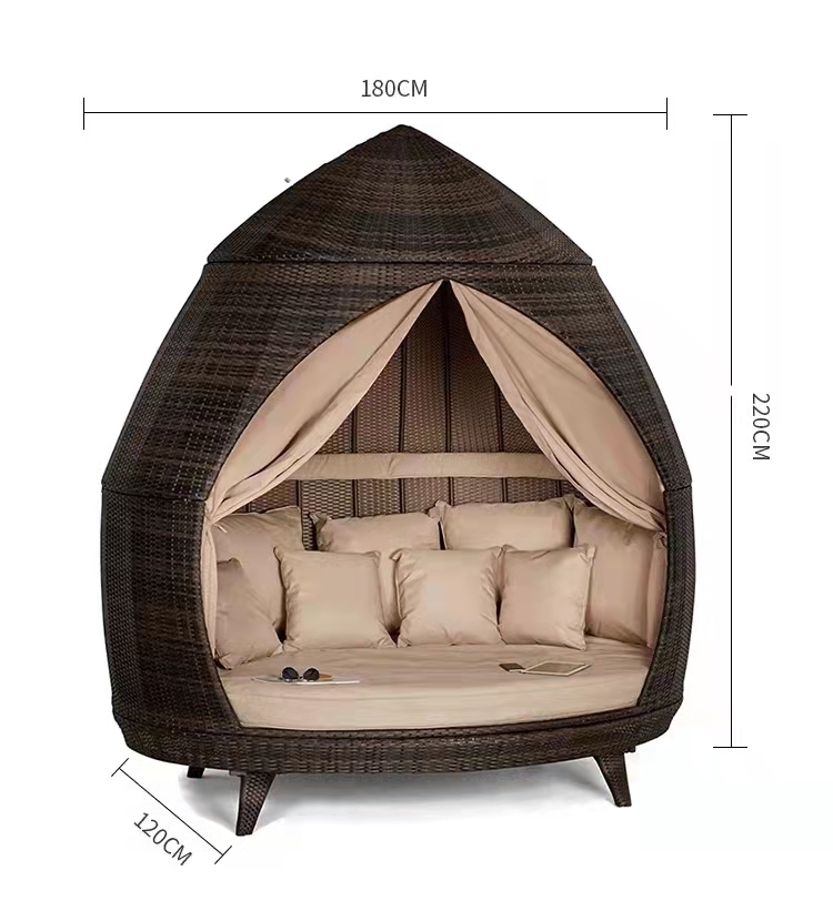 Vacation beach bed rattan bed terrace sun bed outdoor leisure birdcage sofa outdoor courtyard sun lounger