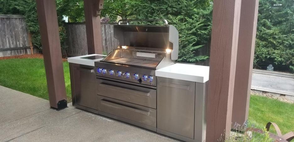 Mont Alpi MAI805 44 Outdoor Barbeque Island, 47x20x93 inches