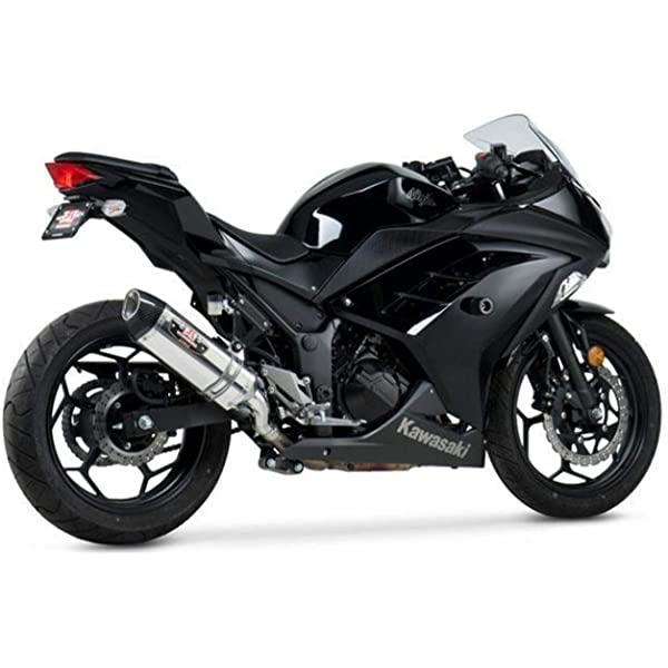 Yoshimura R-77 Slip-On Exhaust (Street/Stainless Steel with Carbon Fiber End Cap) Compatible with 13-17 Kawasaki EX300