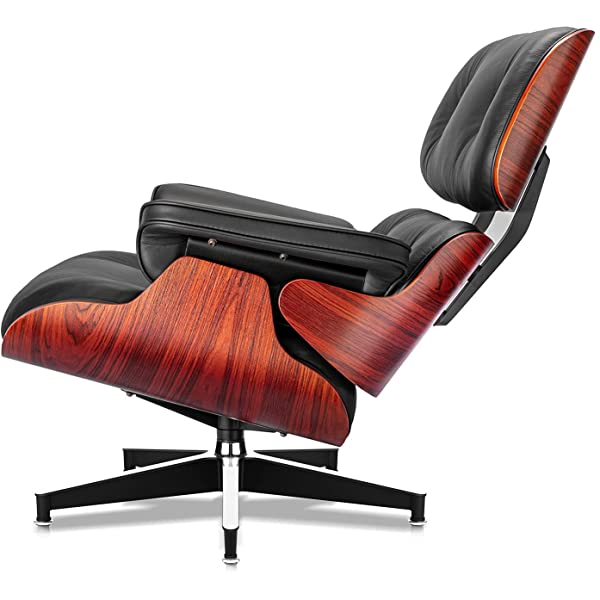 Mid Century Lounge Chair and Ottoman, Modern Chair Classic Design, Top Grain Leather Palisander Wood, Heavy Duty Base Support for Living Room, Study, Lounge, Office (Nomal, Style1-1) Nomal Style1-1