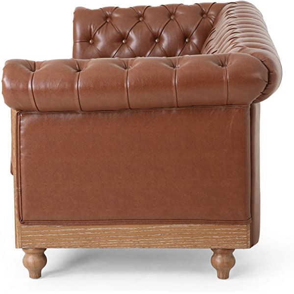 Christopher Knight Home Castalia Sofas, Midnight Black + Dark Brown Midnight Black + Dark Brown Birch Wood