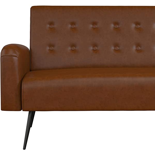 Novogratz 2360379N Z Stevie, Convertible Sofa Bed Couch, Ivory Velvet Futon