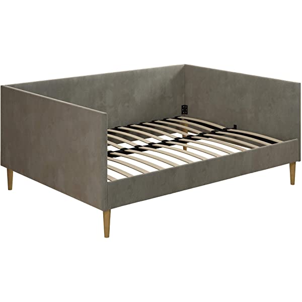 DHP Franklin Mid Century Upholstered Daybed, Sofa Bed, Twin Size Frame, Tan Linen Linen Twin Tan