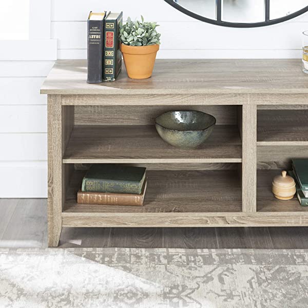 Walker Edison Wren Classic 4 Cubby TV Stand for TVs up to 65 Inches, 58 Inch, Black Black 58 InchTV Stand