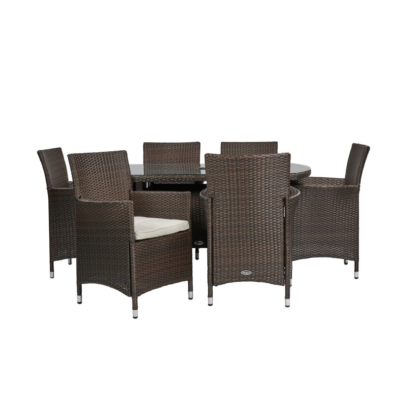 【Furniture】Rectangular 6 - Person 150Cm Long Dining Set with Cushions