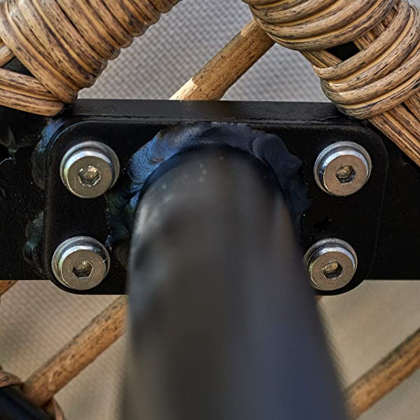 Quality Outdoor Living 65-YZ03HM Hermosa 3 Piece Chat Set, Tan Wicker + Linen Cushions 3-Piece Chat Set (Linen Cushions)