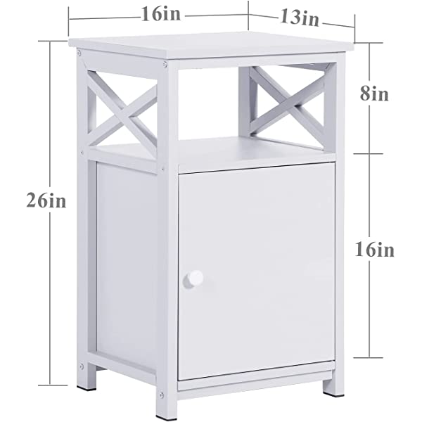 VECELO Modern Versatile Nightstands X-Design Side End Table Night Stand Storage Shelf with Bin Drawer for Living Room Bedroom, Brown+Black Brown+black Modern