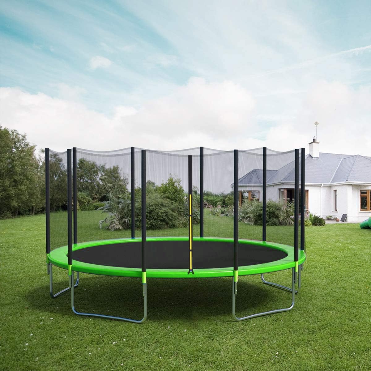 CalmMax Trampoline 12FT 14FT 15FT 16FT Jump Recreational Trampolines with Enclosure Net - ASTM Approved- Combo Bounce Outdoor Trampoline for Kids Family Happy Time