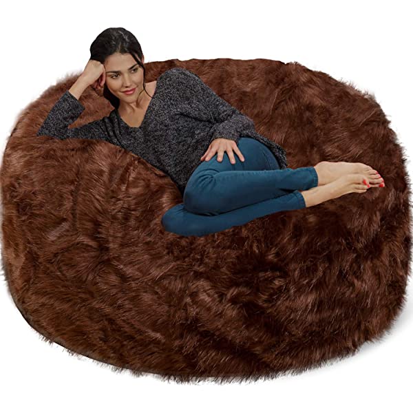 Chill Sack Bean Bag Chair: Giant 5' Memory Foam Furniture Bean Bag - Big Sofa with Soft Micro Fiber Cover - Navy Microsuede - Navy