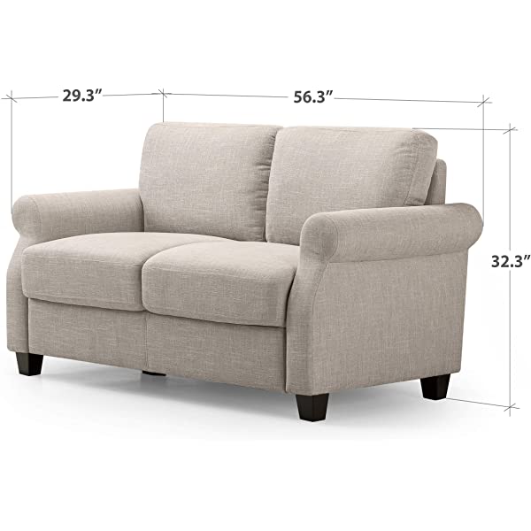 ZINUS Josh Loveseat Sofa / Easy, Tool-Free Assembly, Beige Beige Loveseat Sofa