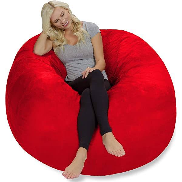Chill Sack Bean Bag Chair: Giant 5' Memory Foam Furniture Bean Bag - Big Sofa with Soft Micro Fiber Cover - Navy Microsuede - Navy