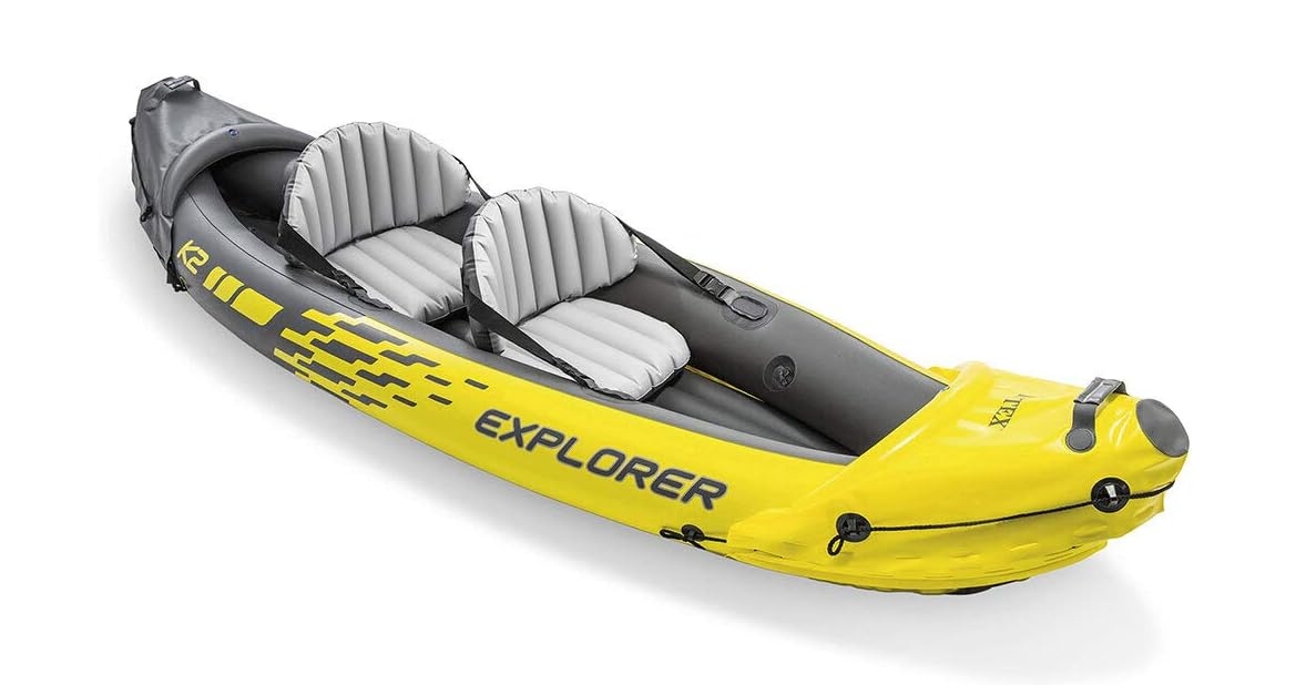 Intex Explorer K2 Kayak, 2-Person Inflatable Kayak Set with Aluminum Oars and High Output Air Pump