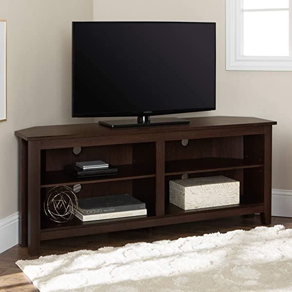 Walker Edison Wren Classic 4 Cubby TV Stand for TVs up to 65 Inches, 58 Inch, Black Black 58 InchTV Stand