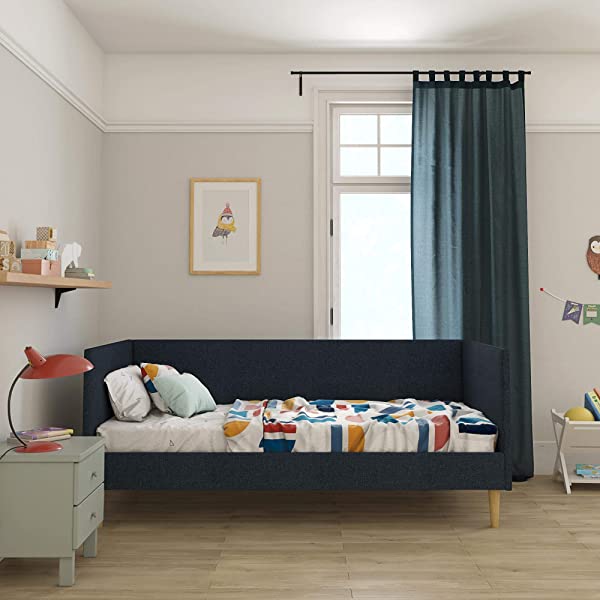 DHP Franklin Mid Century Upholstered Daybed, Sofa Bed, Twin Size Frame, Tan Linen Linen Twin Tan