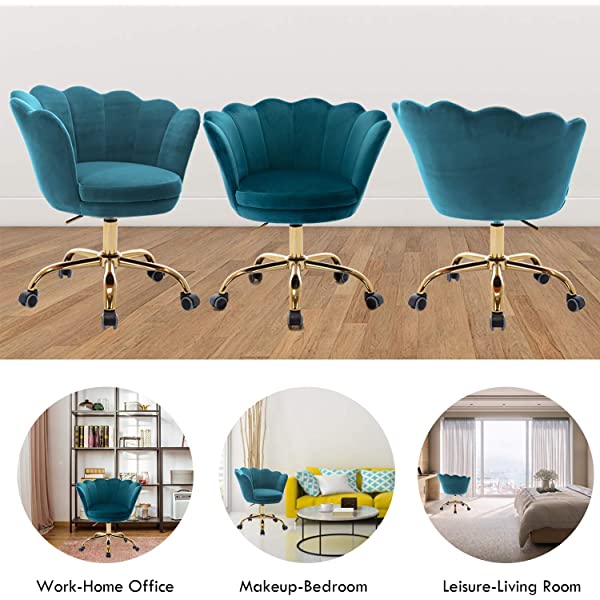 MTFY Modern Home Office Swivel Chair, Shell Desk Chair with Adjustable Height, Upholstered Ergonomic Computer Desk Chair Leisure Task Chair Accent Armchair for Office, Living Room,Bedroom (Beige)