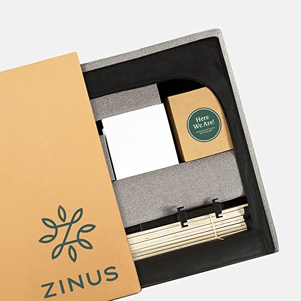 Zinus Dachelle Upholstered Platform Bed Frame / Mattress Foundation / Wood Slat Support / No Box Spring Needed / Easy Assembly, Queen, Platform Bed Only, Dark Grey Dark Grey Queen Platform Bed Only