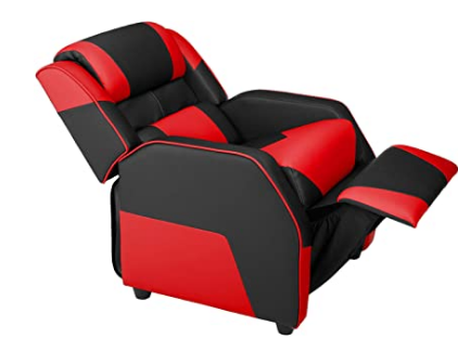 Amazon Basics Kids/Youth Gaming Recliner with Headrest and Back Pillow, 3+ Age Group, Black and Red
