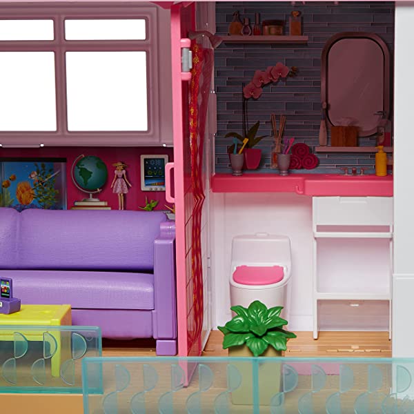 Barbie Dreamhouse Dollhouse with Wheelchair Accessible Elevator, Pool, Slide and 70 Accessories Including Furniture and Household Items, Gift for 3 to 7 Year Olds