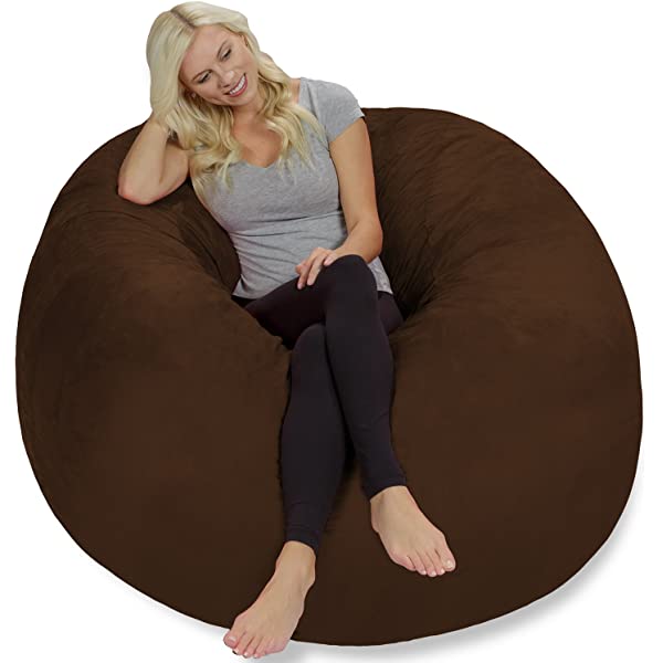 Chill Sack Bean Bag Chair: Giant 5' Memory Foam Furniture Bean Bag - Big Sofa with Soft Micro Fiber Cover - Navy Microsuede - Navy