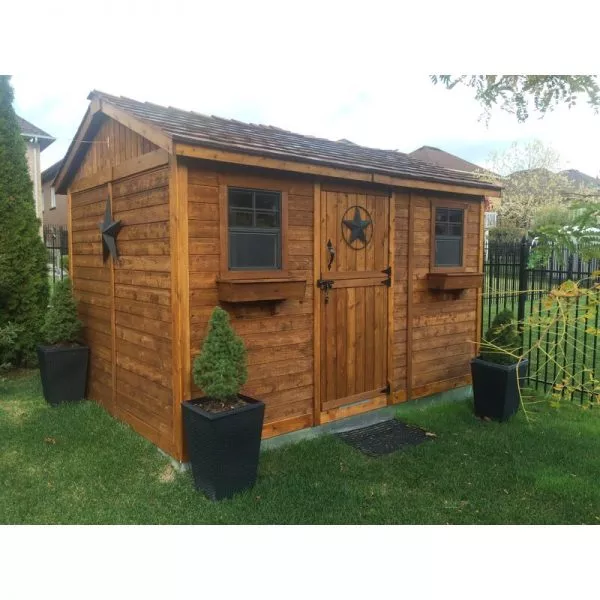 12 feet wide x 8 feet deep wooden storage shed