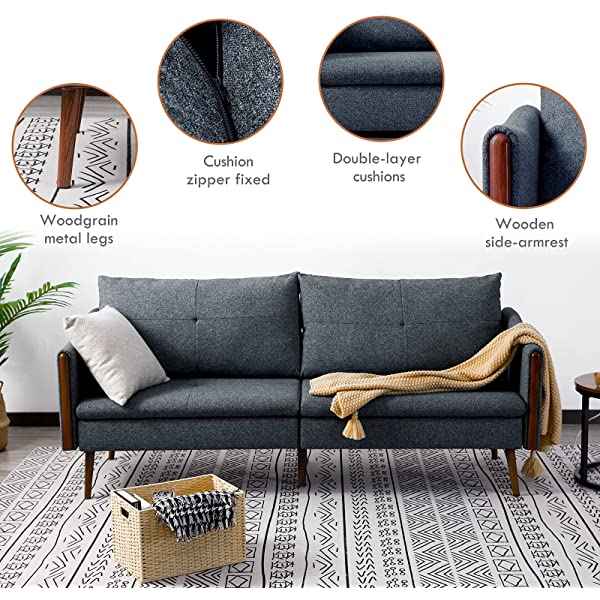 Vonanda Faux Leather Sofa Couch, Modern Tufted 3-Seater Sofa with Clean Lines and Upholstered Artificial Leather for Compact Living Space, Chestnut Brown 3-seater sofa Chestnut Brown