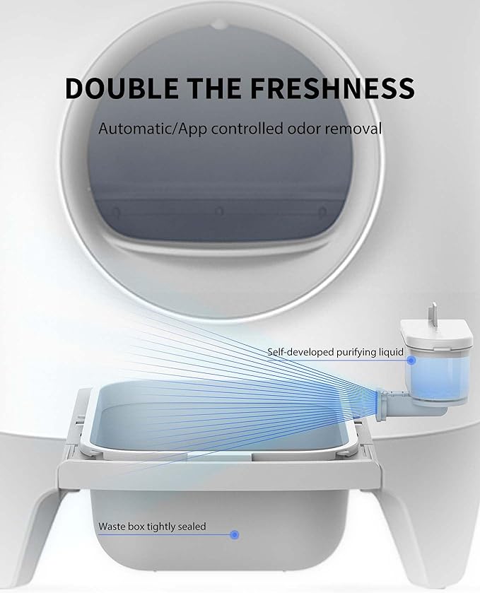 PETKIT Self Cleaning Cat Litter Tray, PURA X Automatic Cat Litter Tray with 60L Large Capacity, Odor Control Smell Free, xSecure, APP Control Smart Robot Litter Box for Multiple Cats with Mat & Liners