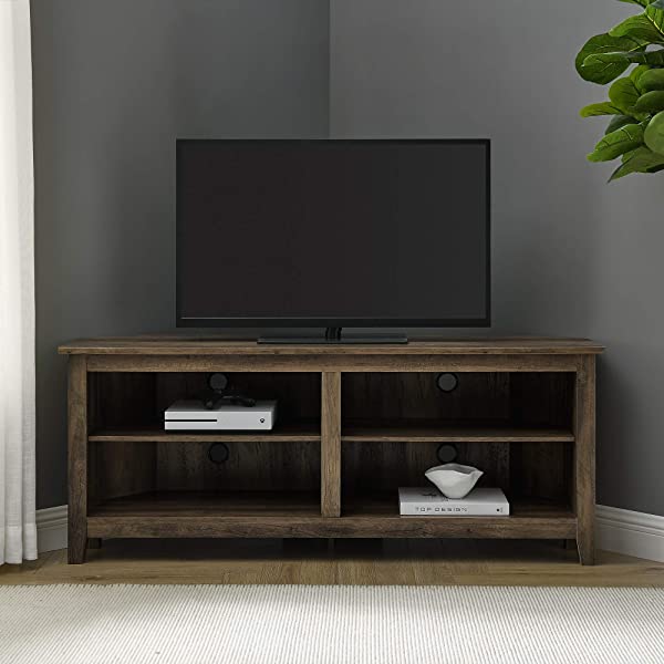 Walker Edison Wren Classic 4 Cubby TV Stand for TVs up to 65 Inches, 58 Inch, Black Black 58 InchTV Stand