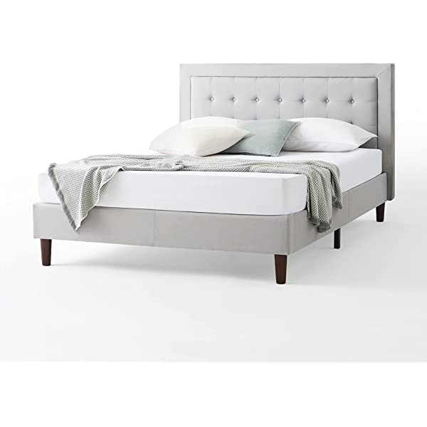 Zinus Dachelle Upholstered Platform Bed Frame / Mattress Foundation / Wood Slat Support / No Box Spring Needed / Easy Assembly, Queen, Platform Bed Only, Dark Grey Dark Grey Queen Platform Bed Only