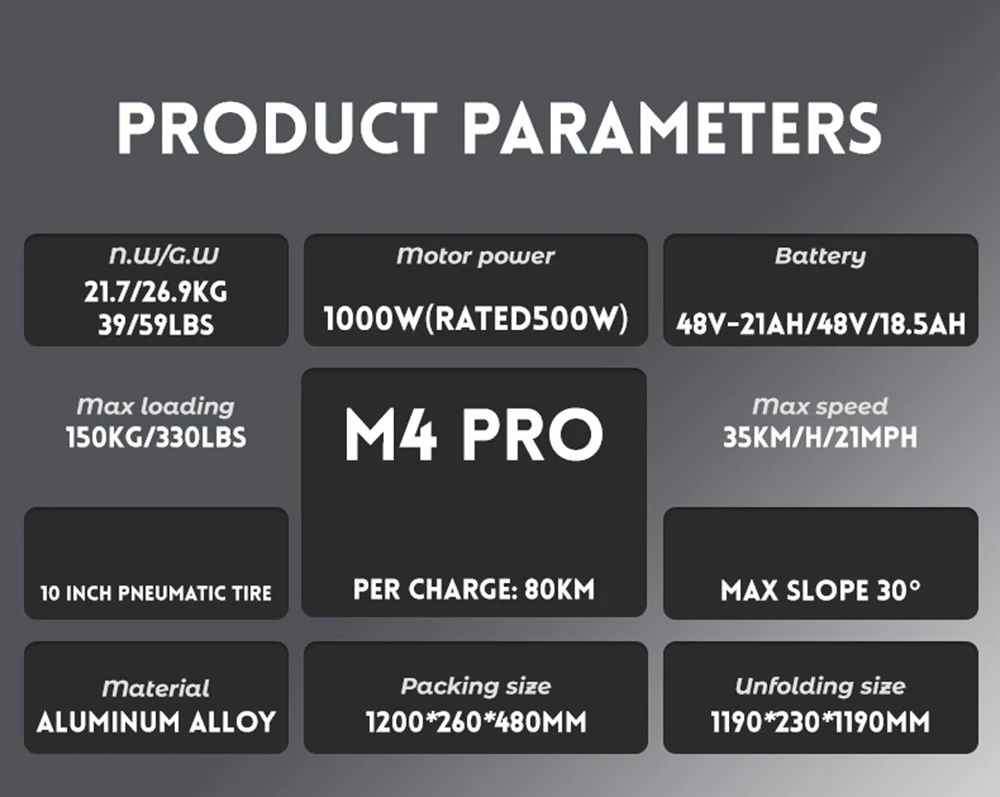 KUGOO M4 Pro Foldable Electric Scooter 10 Inch Off-road Tire 500W Brushless Motor 48V 21Ah Battery with Removable Seat