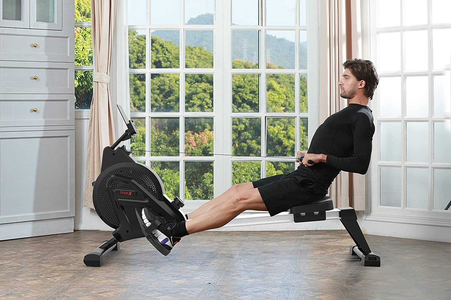 Dripex Magnetic Rowing Machine for Home Use Rower Machine for Home Gym & Cardio Training Rower with Aluminum Slide Rail, 16 Adjustable Resistance & LCD Monitor