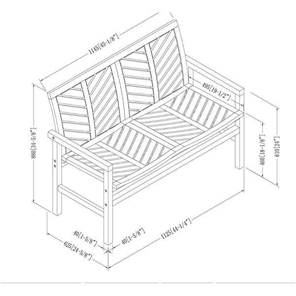 Walker Edison 5 Person Outdoor Wood Chevron Patio Furniture Dining Set Table Chairs Bench All Weather Backyard Conversation Garden Poolside Balcony, 4 Piece, Brown Brown 4 Piece Dining Set