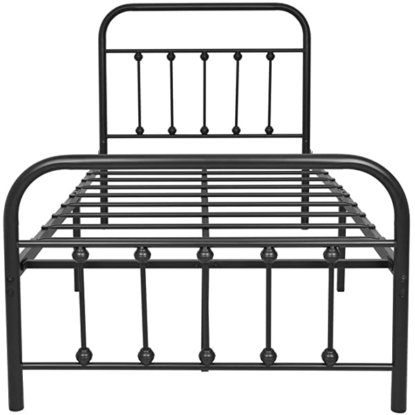 Black Metal Bed Frame Full Size with Headboard and Footboard Single Platform Mattress Base,Metal Tube and Iron-Art Bed（Full,Black） Full Black