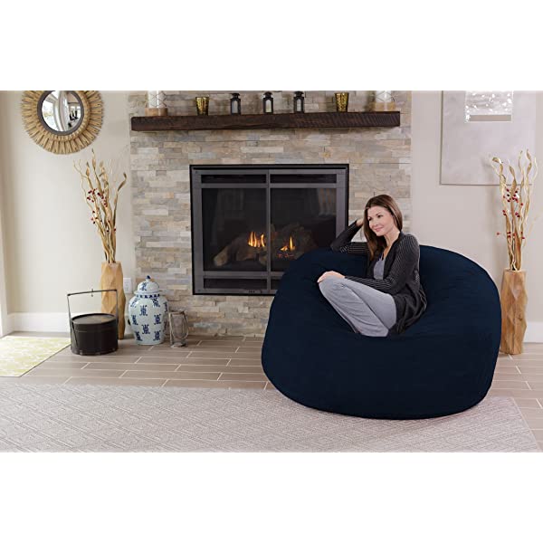 Chill Sack Bean Bag Chair: Giant 5' Memory Foam Furniture Bean Bag - Big Sofa with Soft Micro Fiber Cover - Navy Microsuede - Navy